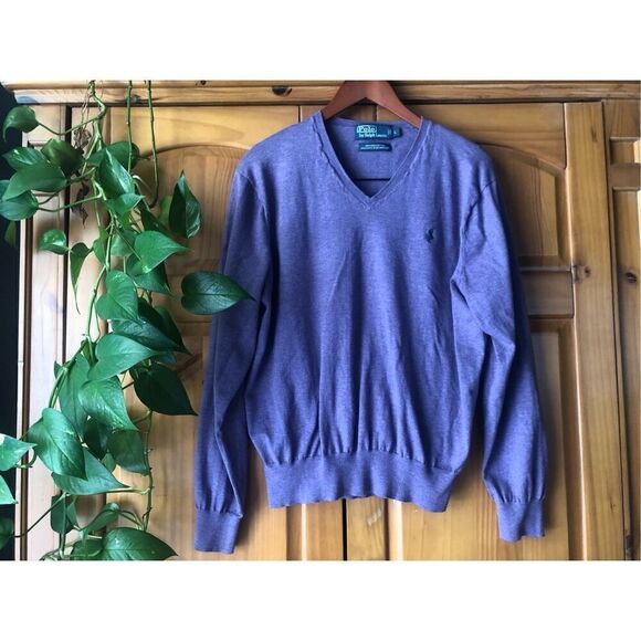 Polo by Ralph Lauren Men’s Pima Cotton V Neck Sweater Purple SZ L - Picture 1 of 12